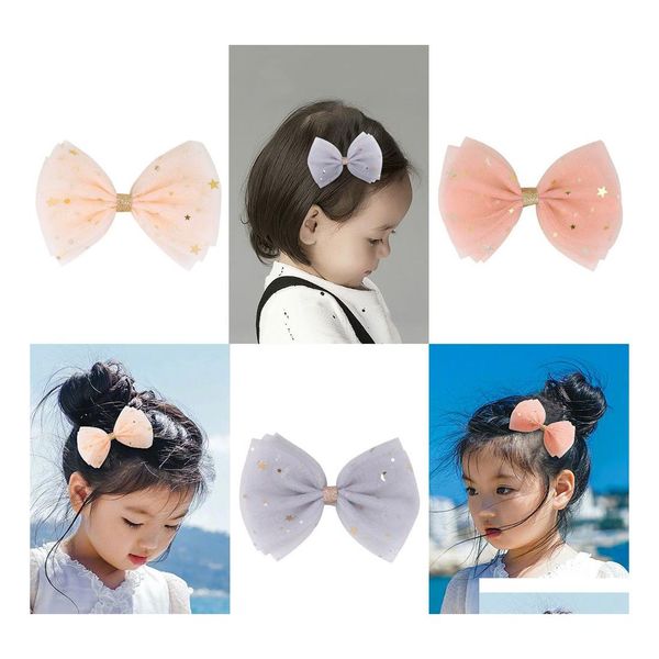 Accessoires De Cheveux Bébés Filles Tle Star Barrettes Épingles À Cheveux Arc Barrette Enfants Paillette Pinces En Épingle À Cheveux Clip Avec Entier Enveloppé Boutique B Dhgog