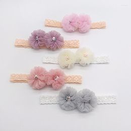 Accesorios para el cabello Baby Hairband Lead The Act Role Of Headwear Niños Doble flor Net Yarn Band Bebés