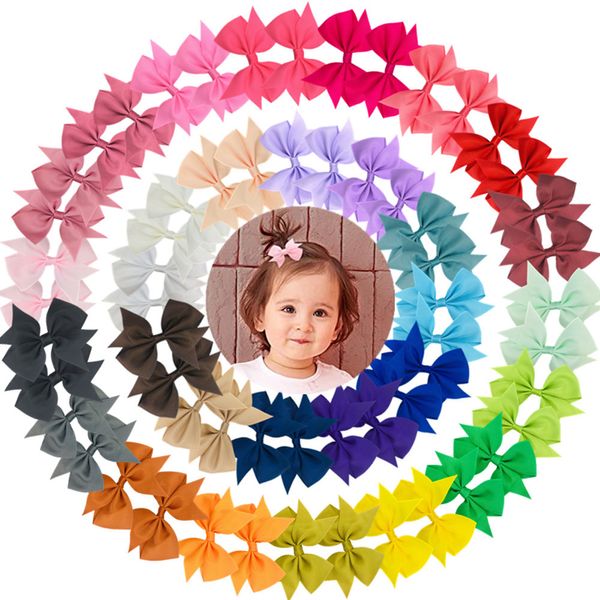 Accessoires pour cheveux Épingle à cheveux pour bébé 3,5 pouces pour bébés filles entièrement doublées, mini nœud à cheveux, pince crocodile, convient aux bébés filles, nourrissons et tout-petits