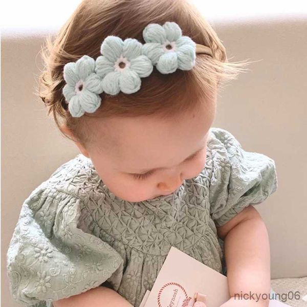 Accesorios para el cabello Diadema de bebé Flores de ganchillo hechas a mano Lana Chico Cintas elásticas para el cabello Niñas Clips Niños R230608