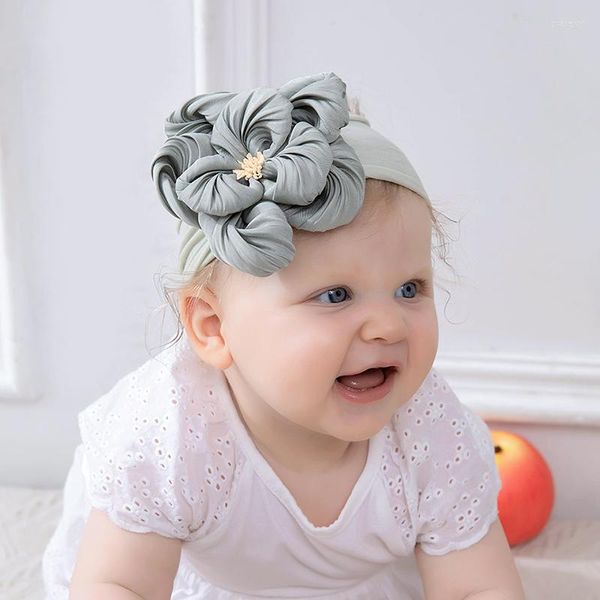 Accesorios para el cabello Diademas para bebés Flor grande Niñas Diadema de nylon Suave infantil Lindo Envoltura para la cabeza Turbante ancho Niños Nacidos Po Props