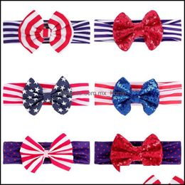 Haaraccessoires Baby Kinderen Zwangerschap Kinderen Meisjes Independence Day Stripe Stars Hoofdbanden Infan Dhit7