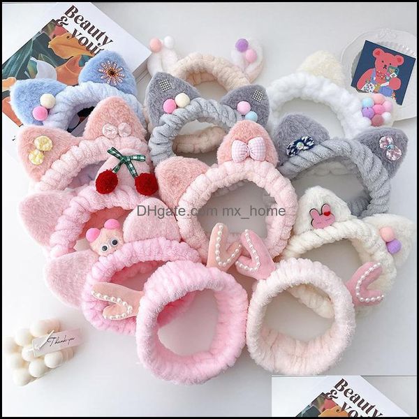 Accessoires Cheveux Bébé, Enfants Maternité Femmes Filles Animaux Oreilles De Chat Bandeaux Laver Visage Maquillage Arc Peluche Princesse Bandeau Boutique 12 Couleur