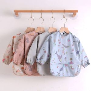 Haaraccessoires Baby Kids Peuter lange mouw sjaal waterdichte kunst smokvoeding slabbetje schort pocket baby jongens meisjes boeren slabbetjes kwijlde