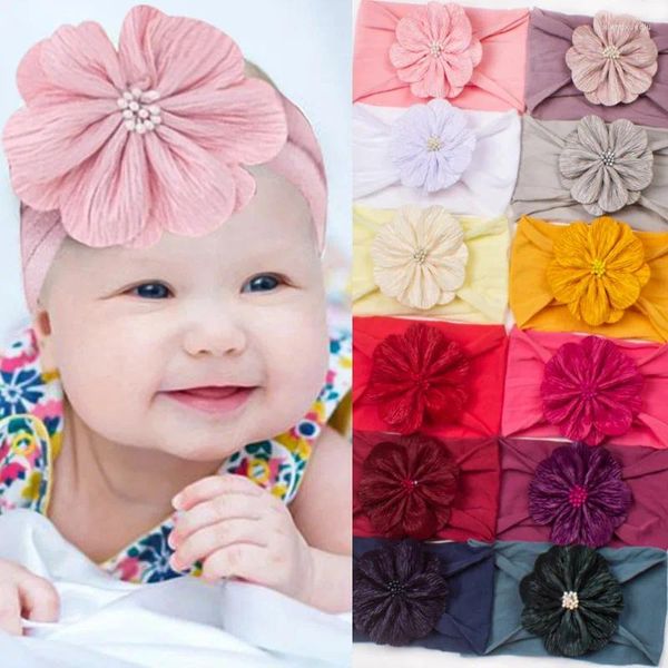 Accessoires de cheveux pour bébés, bandeaux élastiques en nylon, couvre-chef fait à la main pour filles nées en bas âge, enfants