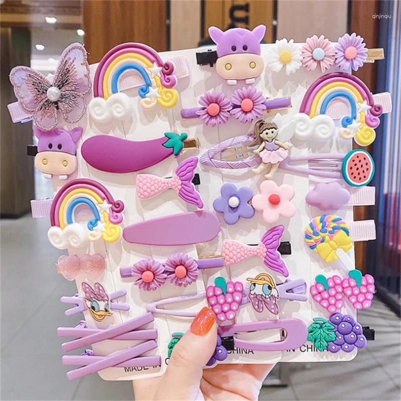 Hårtillbehör Baby Princess Candy Color 14-Piece Set Cute Flower Animal Hairpin Children's