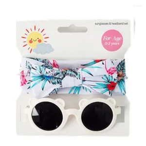 Accessoires pour cheveux Bébé Imprimé Bowknot Bandeau Lunettes De Soleil 2pcs / Set Fournitures De Protection UV Pour Enfants En Bas Âge Infantile Filles Garçons En Plein Air