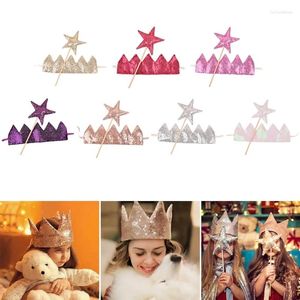 Haaraccessoires Babyborrels Cadeau Meisjes Glitter Hoofddeksels Met Fee Stok Verjaardagsfeestje Toneelvoorstellingen Hoofdband Set Drop