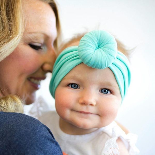 Accesorios para el cabello para bebé, turbante sólido con nudo, diadema de nailon, diademas elásticas de tela ancha, diadema suave para niña