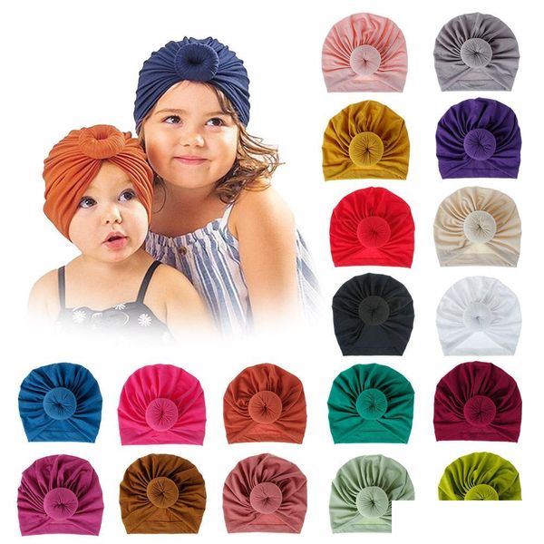 Accessoires pour cheveux Bébé Turban Bonnet Soild Couleur Coton Top Noeud Intérieur Hijab Africain Twist Headwrap Filles Garçons Head Wraps Inde Chapeau Hij Dhtki