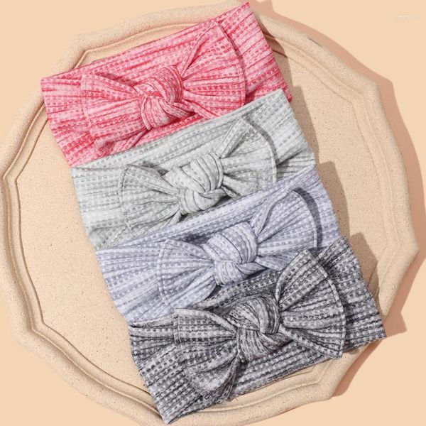 Accessoires cheveux bébé Turban nœud papillon fille bandeau bandes à carreaux enfants extensible Nylon bandeau doux large Bandages enfant en bas âge