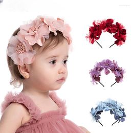 Accesorios para el cabello BalleenShiny Baby Diadema Girls Crown Princess Kids Bridal Floral para 0-3 años Herramientas Po para niños