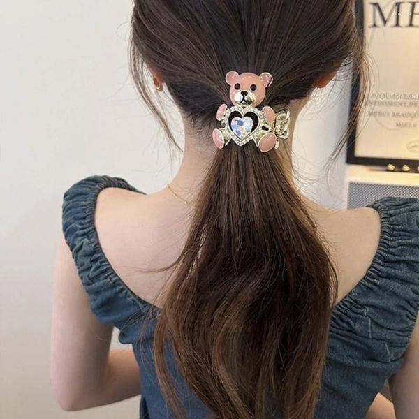 Accesorios para el cabello Barrettes tocado amor corazón corazón clip de estilo coreano soporte de cola de caballo oso garra alta fija