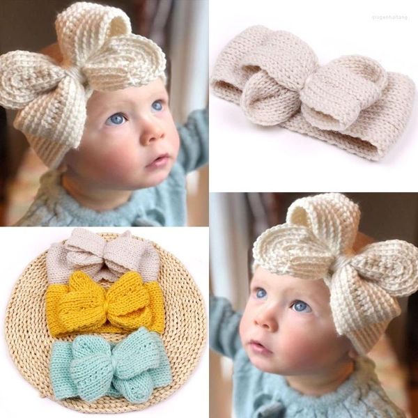 Accesorios para el cabello Born Baby Girls Diadema con lazos Kids Knitted Crochet Headwear para bebés