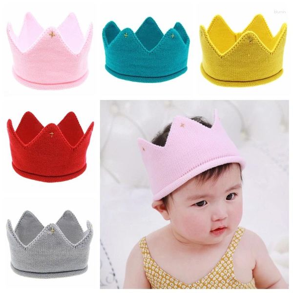 Accesorios para el cabello Nacidos Bebés Niñas Color Sólido Lana Corona Sombreros Alta Calidad Hecho a mano Punto Elástico Caps Niños Bonnet Pografía Headwear