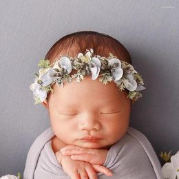 Accesorios para el cabello Nacido Diadema para Pografía Flor Bebé Tieback Flores secas Corona de perlas Infantil