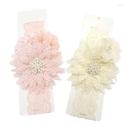 Accesorios para el cabello Boutique Ins 10 unids Moda Lujo Glitter Rhinestone Flor Nacido Diademas Big Floral Lace Soft Hairbands Princess Headwear