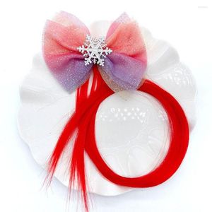 Accessoires de cheveux arc flocon de neige chapeaux fausse tresse gaze frange Clip accessoire fille perruque Style coréen enfants épingle à cheveux