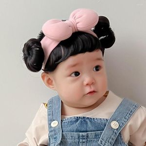 Accesorios para el cabello Bowknot Baby Bands Peluca Algodón Fluffy Bangs Chignons Diadema Lindo Realista Nacido Niño