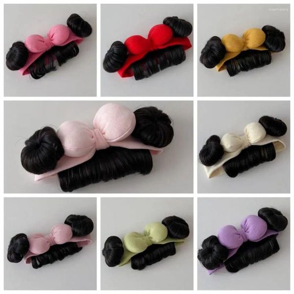 Accessoires pour cheveux Bowknot Baby Bands Perruque Mode Mignon Coton Bangs Chignons Bandeau Réaliste Respirant Infantile Postiche Enfant En Bas Âge