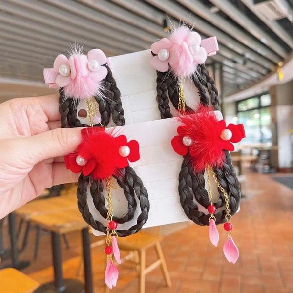Accesorios para el cabello Bowknot tocado arco agarre niños pelucas horquillas niños Clips chinos flores año