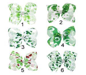 Accessoires pour cheveux, pinces à nœuds, épingles à cheveux, bandeaux pour filles, trèfle vert Shamrock, ruban imprimé, nœud papillon HC1244351068