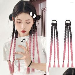 Haaraccessoires Boksen Vlechten Hoge temperatuur vezel Pruik Twist Nep paardenstaart Haarstukjes Touw Drop Levering Dhvjc