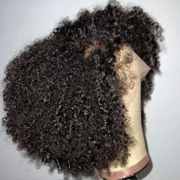 Accesorios para el cabello Brasil Afro Kinky Curly Human Hair Wigs Negro 360 Cernera Frontal Wig Curly Synthetic Corto Capazas Cierras frontales Envío gratis