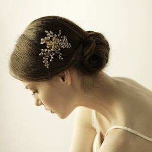 Accessoires pour cheveux Peigne à cheveux de mariée avec strass cristaux feuilles d'or bijoux de cheveux de mariée coiffures de mariage pour femmes BW-HP839