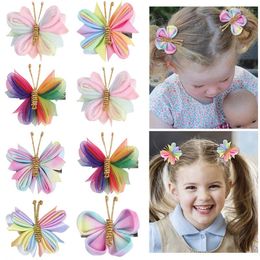 Haaraccessoires vlinderclips voor babymeisjes gradiënt flocking hairspins hoofdtooi kinderen kinderen barrette ornamenten