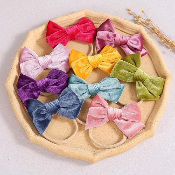 Accessoires pour cheveux, couleur bonbon, bandeau pour bébé, élastiques doux, bandeaux en Nylon pour filles, bandes de velours pour nourrissons et enfants en bas âge