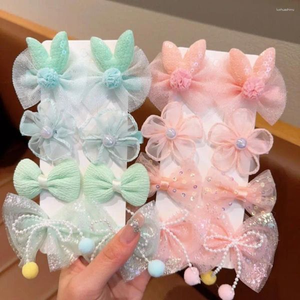 Accessoires de cheveux Couleur de bonbons mignons Barrettes Set Duckbill Clip coréen Style Bow BB Princess Series Kawaii Flower Styling Tool