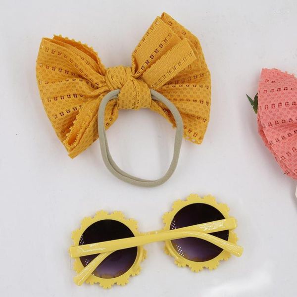 Haarschmuck Cartoon Kinder Sonnenbrille Haarband Kombination Set Sommer Schmetterling Krawatte Gänseblümchen Zweiteiler für Kinder Geschenke