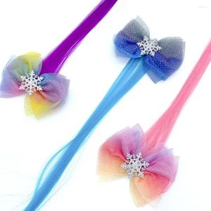 Accessoires pour cheveux, couvre-chef de dessin animé, fausse tresse, gaze, flocon de neige, accessoire de Style coréen, épingle à cheveux pour enfants, perruque à Clip pour fille