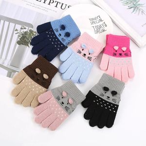 Haaraccessoires Kat Baby Wanten Gebreide Kinderen Jongens Meisjes Winter Leuke Cartoon Dieren Kinderhandschoenen Warm 3-7 Jaar Geboren Wanten