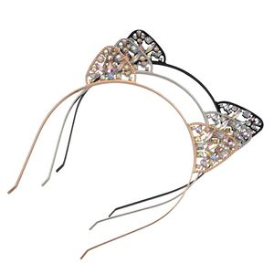 Accesorios para el cabello, diadema con orejas de gato para niños y adultos, 3 colores, aro para la cabeza, diamantes de imitación, diadema de Metal, regalo de Navidad