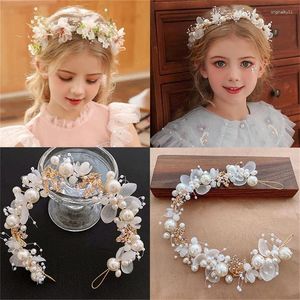 Accessoires pour cheveux, coiffure en perles imitées, bandeau de mariée élégant pour filles, couronne de fleurs pour femmes, guirlande de mariée