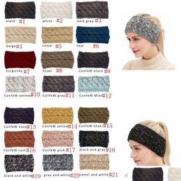 Haaraccessoires CC Haarband Colorf gebreide haakhaakhoofdband winteroor warmer elastische haarbanden breed voor dames of meisjes drop dhkby