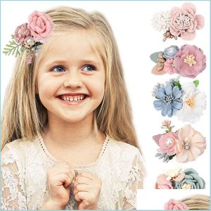 Haaraccessoires Chiffon Flower Baby Clips For Girls Princess Sweet Pins Toddlers Hoofdkleding Bruid Pography Drop Delivery Kids Maternit DHI54