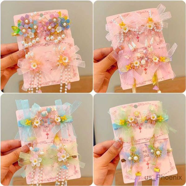 Accessoires de cheveux Enfants Antiquités Bowknot Flower Ornement Clips Hair Class Baby Girls Tassel Pendant Barrets Hairpins Kids Kid Cute Hair Accessoires