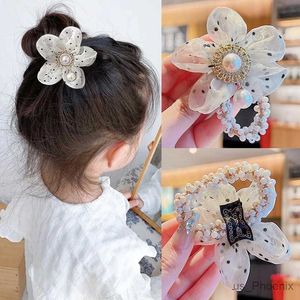 Accessoires de cheveux Enfants Couleurs mignonnes Fleur de perle Élastique Bands de cheveux Girls Beautiful