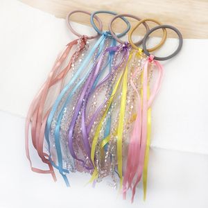 Accessori per capelli Bambini Colori carini Nastro Fasce elastiche in cristallo Porta coda di cavallo Ragazze adorabili Scrunchies Capretto in gomma