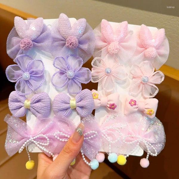 Accessoires pour cheveux, pince à fleurs, nœud pour enfants, coiffure en tissu pour bébé, frange en dentelle, princesse pour fille, ne fait pas mal, Clips