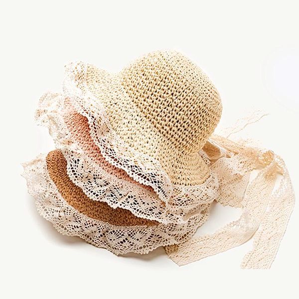 Accessoires de cheveux Enfants St Hat Baby Girl Chapeaux de soleil avec dentelle Bow Beach Bucket Sunbonnet Princesse Summer Cap extérieur pour enfants Drop Del Dhsuv