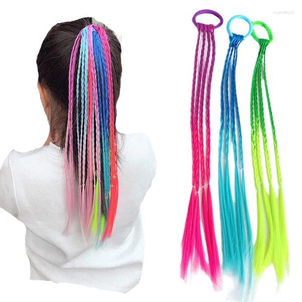 Accesorios para el cabello para niños, pelucas, trenzas, adornos de bucles encantadores, tendones de cuero para encuadernación, tocados trenzados de masa frita