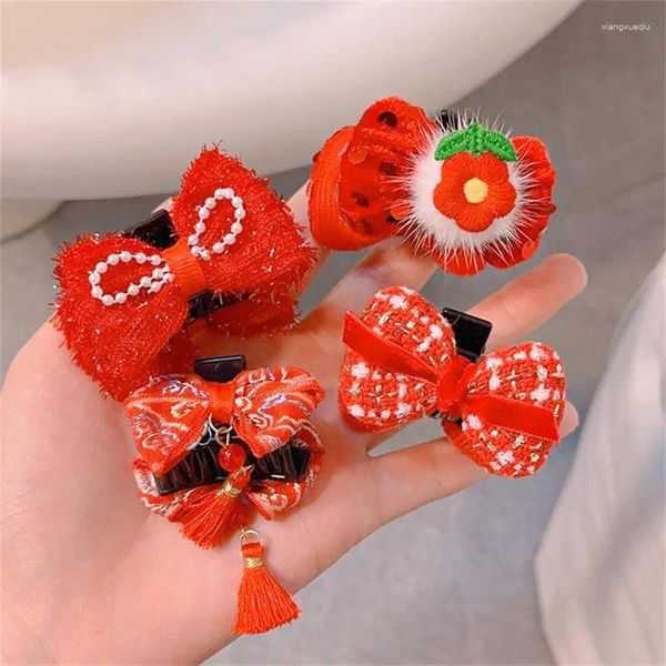 Accessoires pour cheveux pinces pour enfants Hanfu matériaux de haute qualité pince en peluche année épingle à cheveux festif Cny Bow 2024