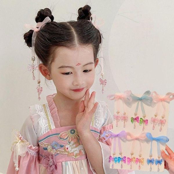 Accesorios para el cabello, tocado chino, lazo, horquilla de estilo antiguo, cuerda tejida, tocado Hanfu para niños