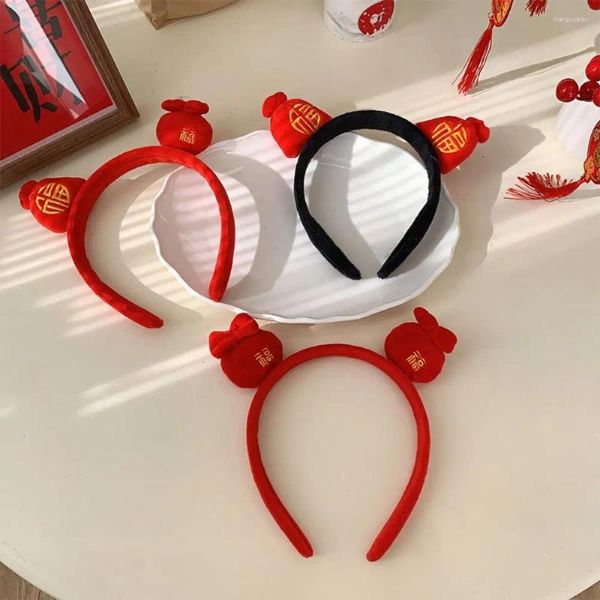 Accessoires de cheveux Année de style chinois Bandeau Berceau de coiffeur de cheveux rouge Childwear Headwear Lucky Sac
