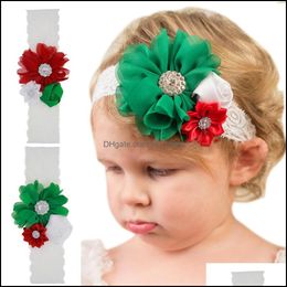 Haaraccessoires kerst Europa Fashion Baby Hoofdband Kinderen Lace Flowers Haarband Elastisch hoofddeksels Kinderen Accessoire MxHome DHQ2D