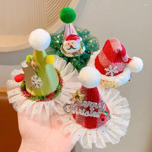 Accesorios para el cabello Navidad Santa Claus Clips Star Elk Bola de peluche Letra Clip de pico de pato Árbol de Navidad Malla Horquilla brillante